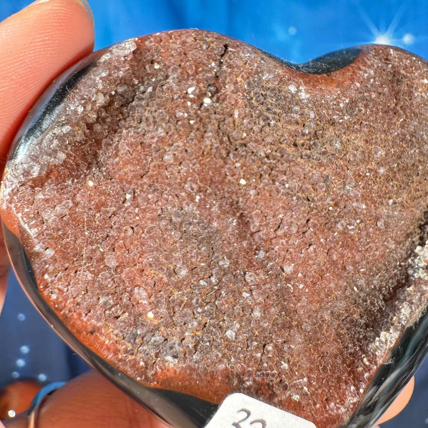 Druzy red agate heart - 2 3/8" × 3" × 7/8" - 4.5 oz