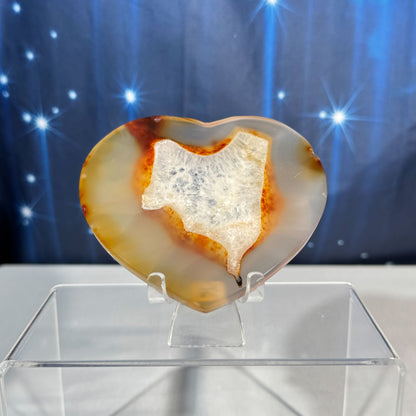 Druzy agate heart - 4 1/4" × 1/4" × 3 7/8" - 4.6 oz