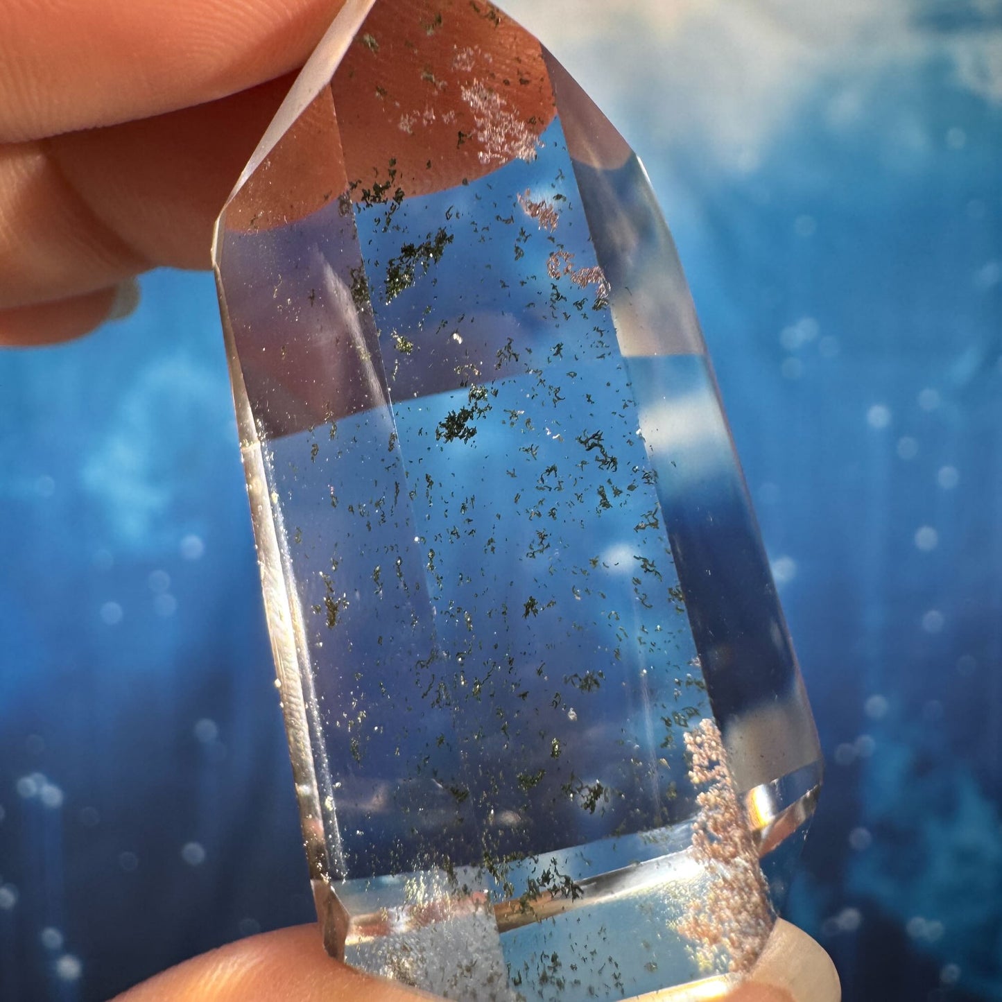 Clear Quartz Point with Chlorite – 0.034 kg