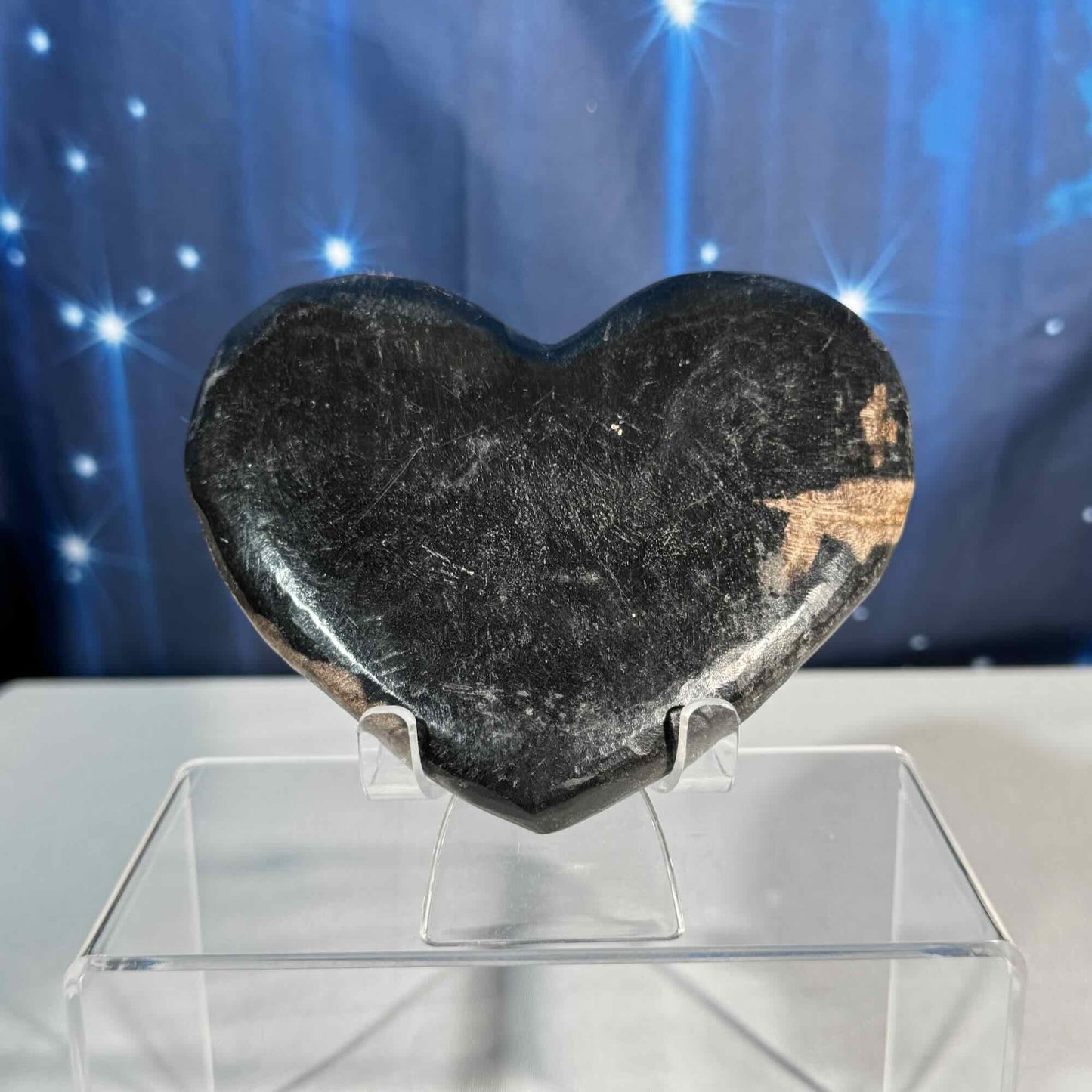 Petrified wood heart - 5 1/8" × 3/4" × 4 1/4" - 13.4 oz