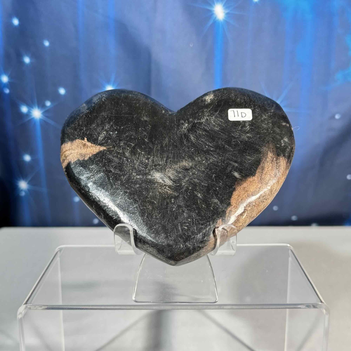 Petrified wood heart - 5 1/8" × 3/4" × 4 1/4" - 13.4 oz