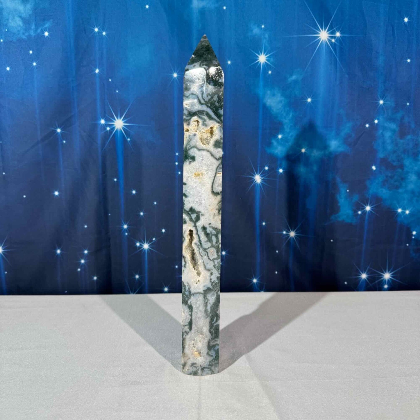 Moss Agate Tower – 1.534 kg