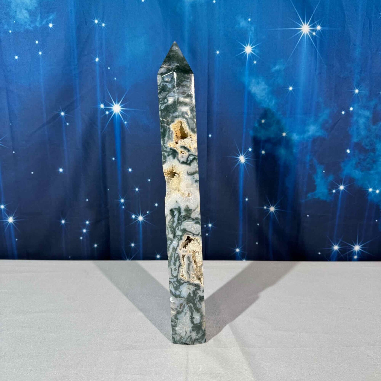 Moss Agate Tower – 1.534 kg