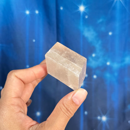 Pink calcite parallelogram - 1 3/4" × 1 5/8" × 1" - 3.2 oz