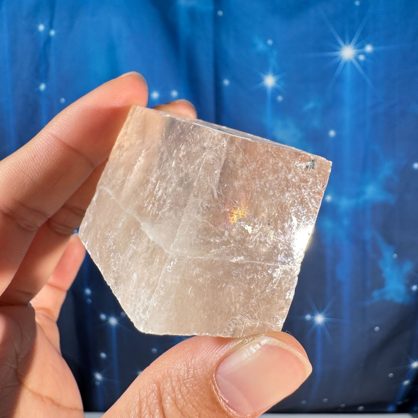 Pink calcite parallelogram - 1 3/4" × 1 5/8" × 1" - 3.2 oz