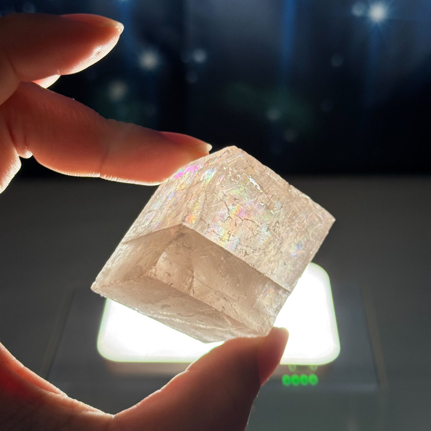 Pink calcite parallelogram - 1 3/4" × 1 5/8" × 1" - 3.2 oz