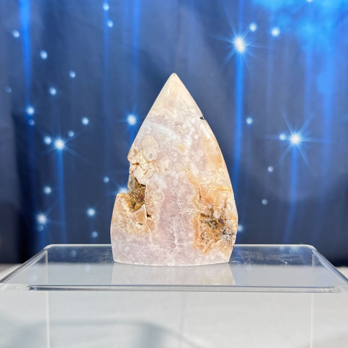 Flower agate free form - 2 3/8" × 7/8" × 3 1/2" - 4.9 oz