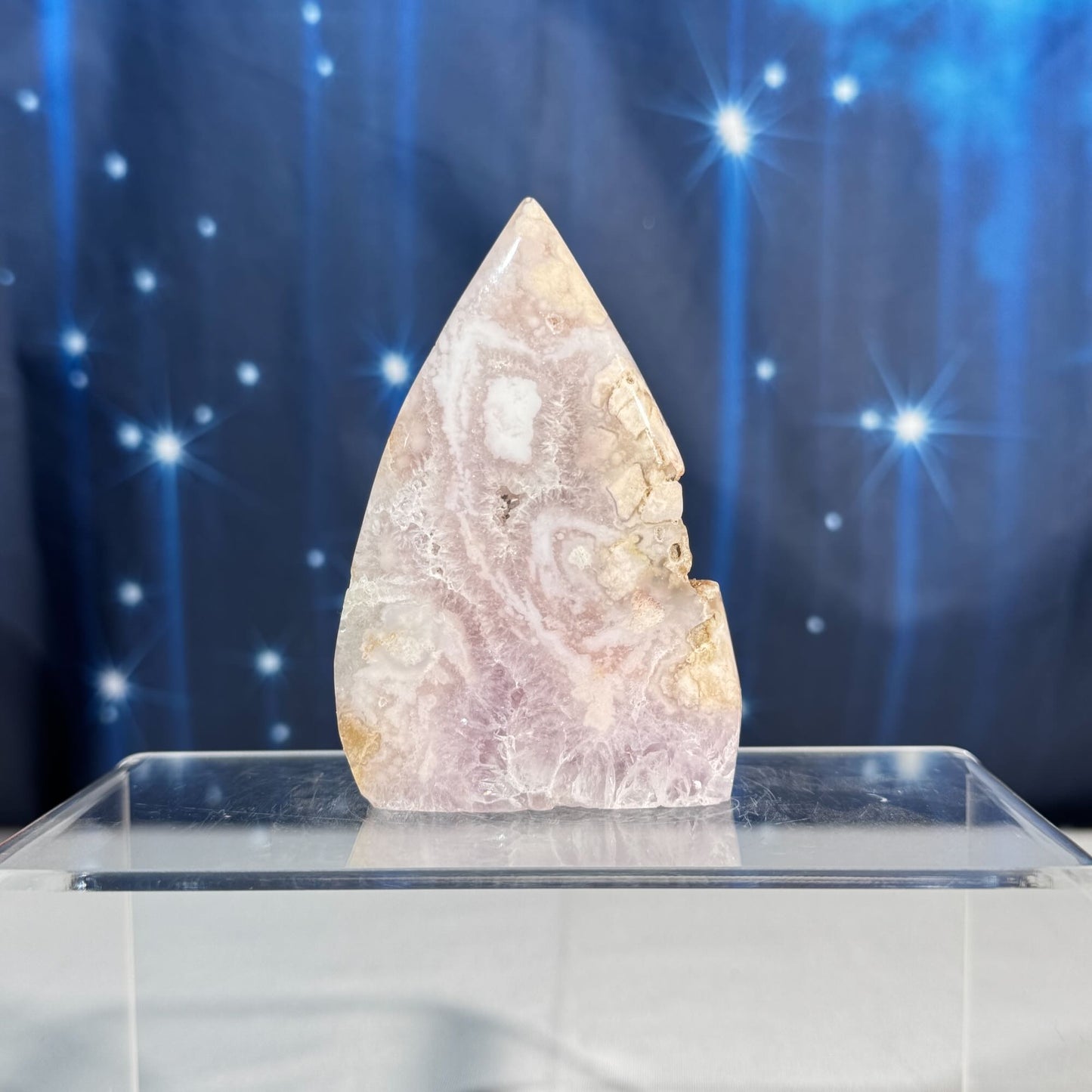 Flower agate free form - 2 3/8" × 7/8" × 3 1/2" - 4.9 oz