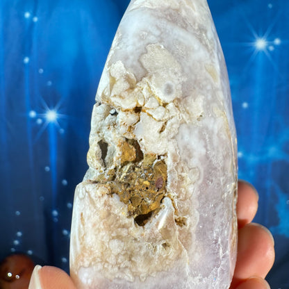 Flower agate free form - 2 3/8" × 7/8" × 3 1/2" - 4.9 oz