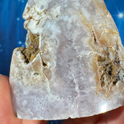 Flower agate free form - 2 3/8" × 7/8" × 3 1/2" - 4.9 oz