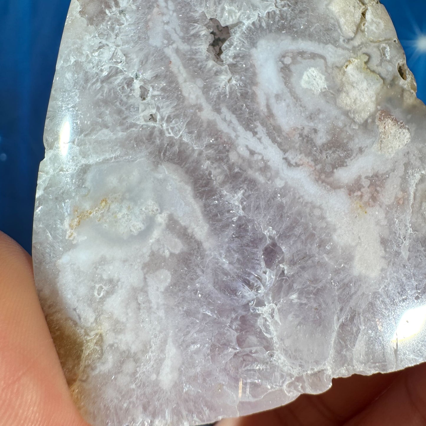 Flower agate free form - 2 3/8" × 7/8" × 3 1/2" - 4.9 oz