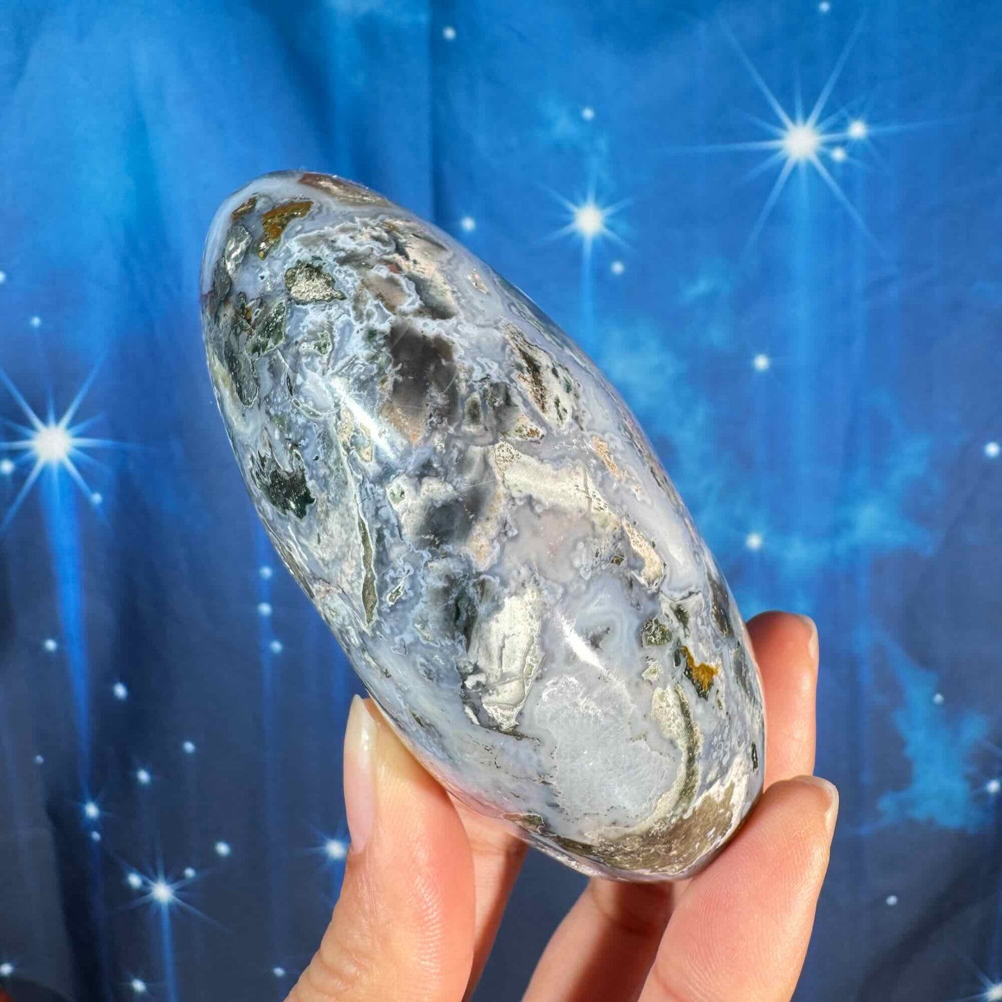 Sea jasper free form - 2 7/8" × 1 3/4" × 3 3/4" - 13.7 oz