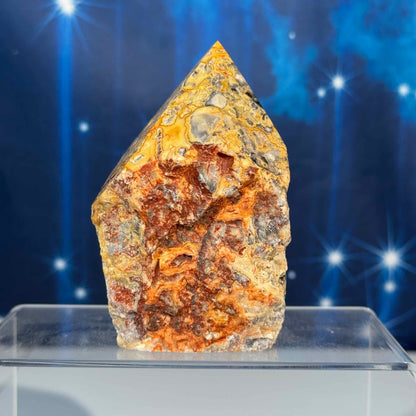 Crazy lace agate top polish - 3 3/8" × 2 5/8" × 4 1/8" - 1 lb 2.1 oz