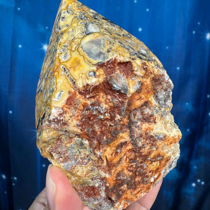Crazy lace agate top polish - 3 3/8" × 2 5/8" × 4 1/8" - 1 lb 2.1 oz