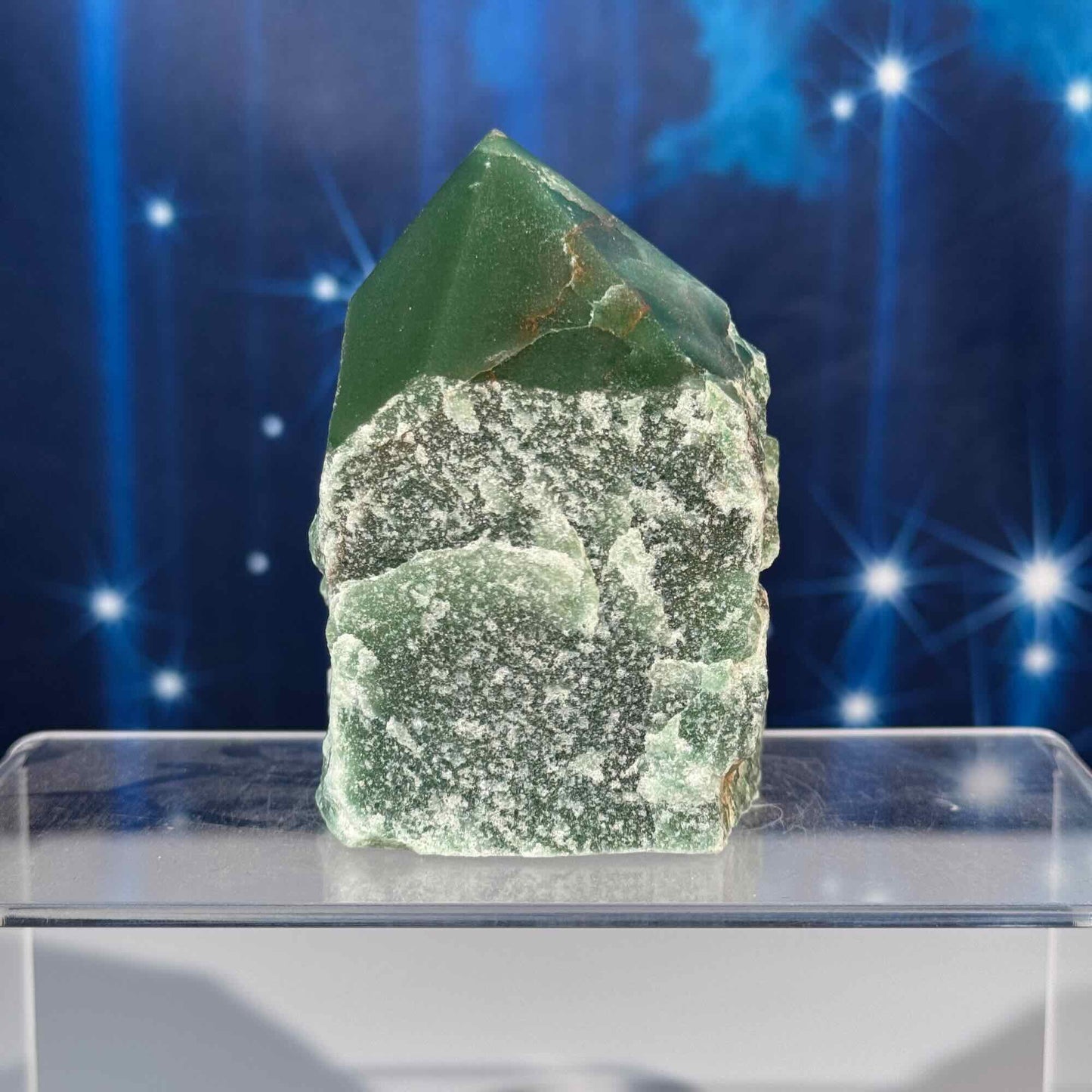 Green aventurine top polish - 2 1/4" × 2 1/4" × 3 1/4" - 14.6 oz