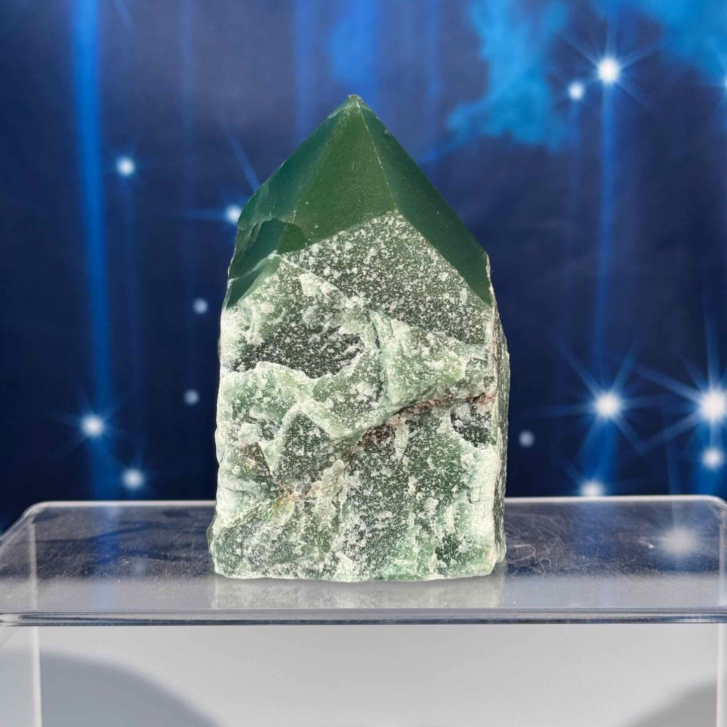 Green aventurine top polish - 2 1/4" × 2 1/4" × 3 1/4" - 14.6 oz