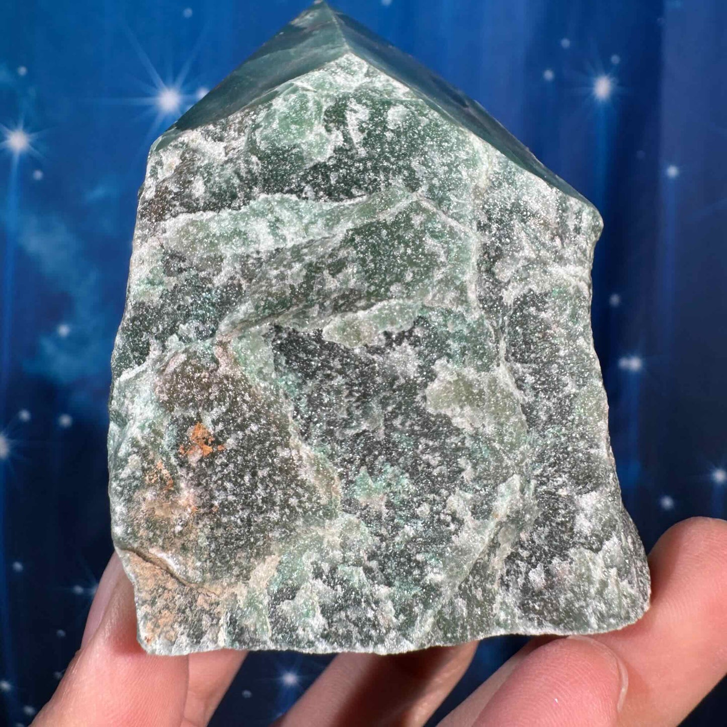 Green aventurine top polish - 2 1/4" × 2 1/4" × 3 1/4" - 14.6 oz