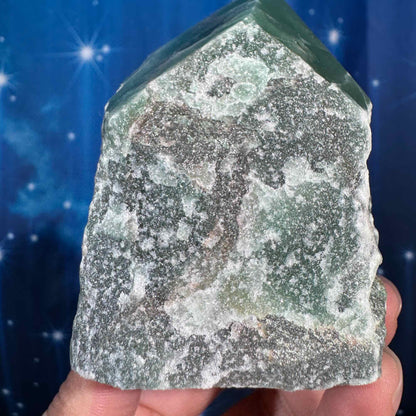 Green aventurine top polish - 2 1/4" × 2 1/4" × 3 1/4" - 14.6 oz