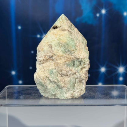 Amazonite with smoky quartz top polish  - 2 5/8" × 2 3/8" × 3 3/8" - 12.3 oz