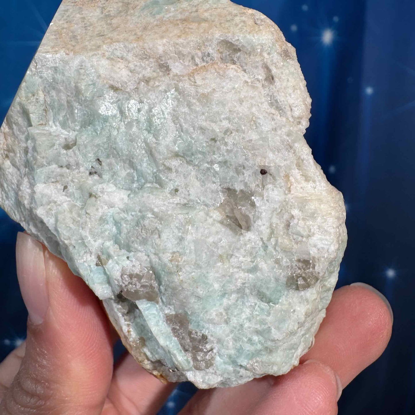 Amazonite with smoky quartz top polish  - 2 5/8" × 2 3/8" × 3 3/8" - 12.3 oz