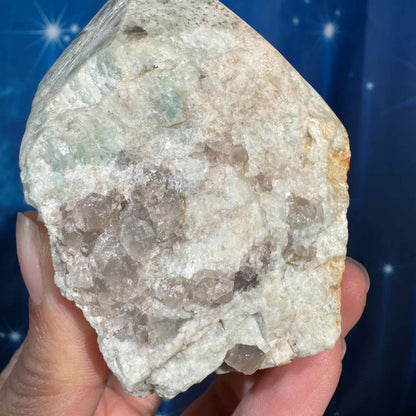 Amazonite with smoky quartz top polish  - 2 5/8" × 2 3/8" × 3 3/8" - 12.3 oz