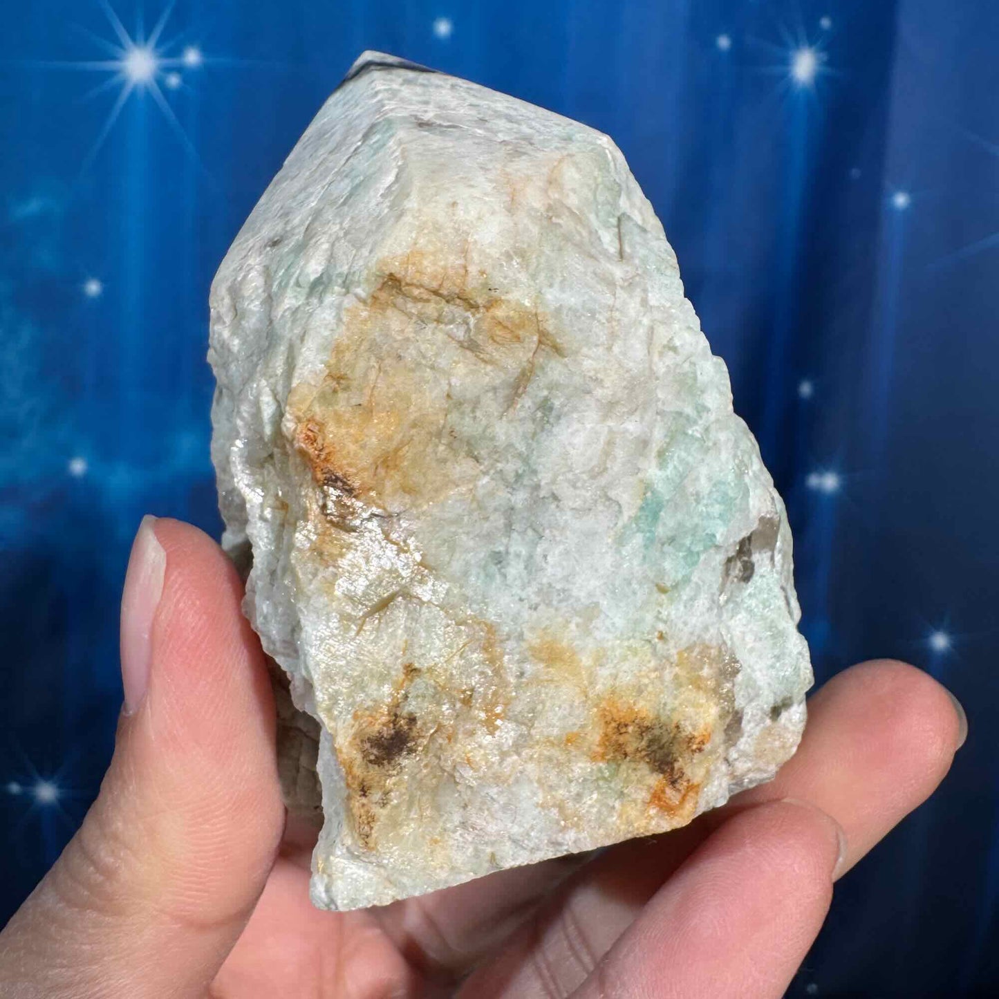 Amazonite with smoky quartz top polish  - 2 5/8" × 2 3/8" × 3 3/8" - 12.3 oz