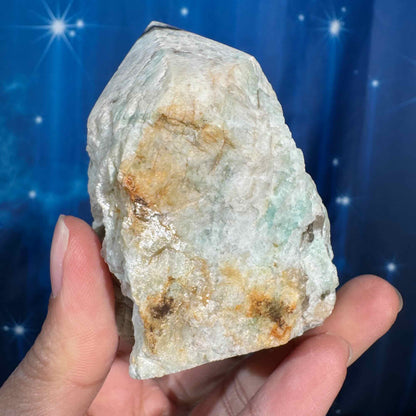 Amazonite with smoky quartz top polish  - 2 5/8" × 2 3/8" × 3 3/8" - 12.3 oz