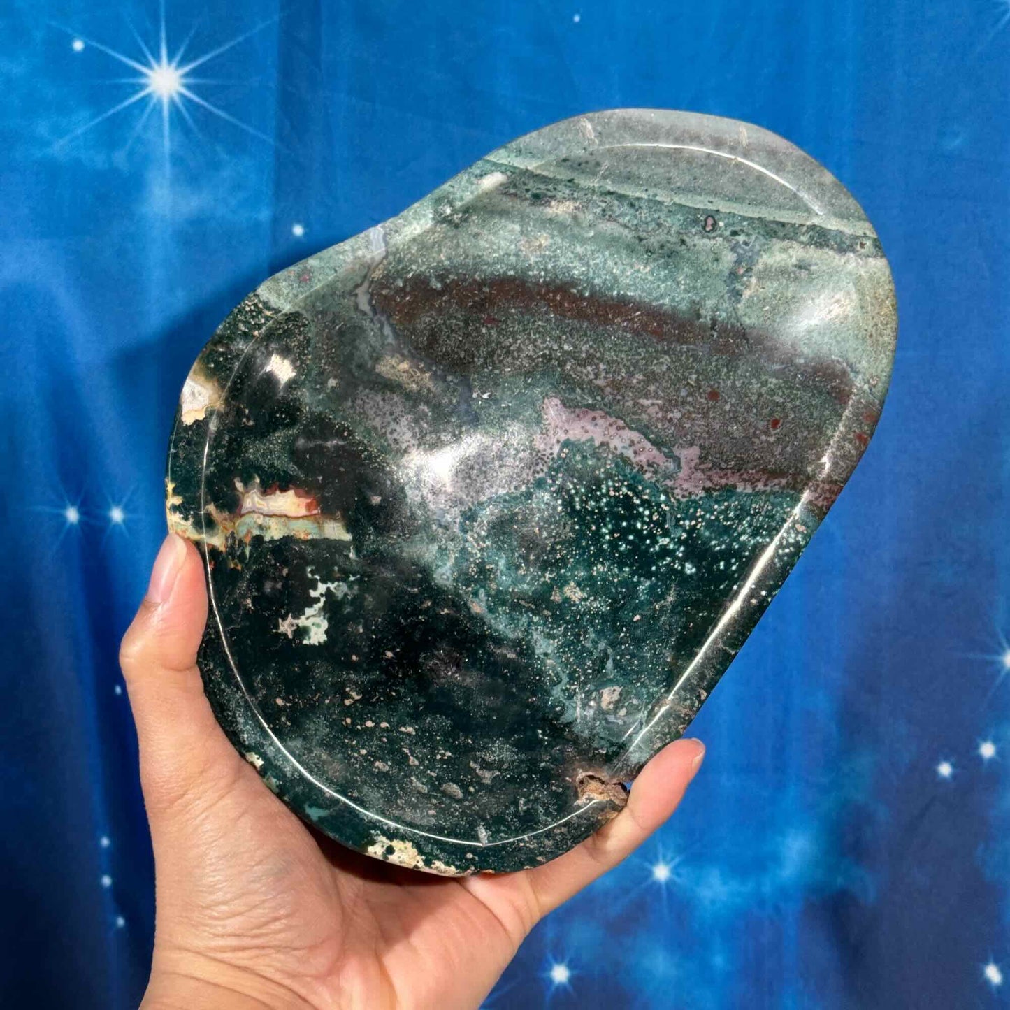 Sea jasper bowl - 8" × 6 1/8" × 1 5/8" - 1 lb 10.5 oz