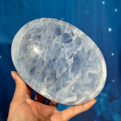 Blue calcite bowl - 6 1/8" × 4 5/8" × 1 1/4" - 1 lb 2.1 oz