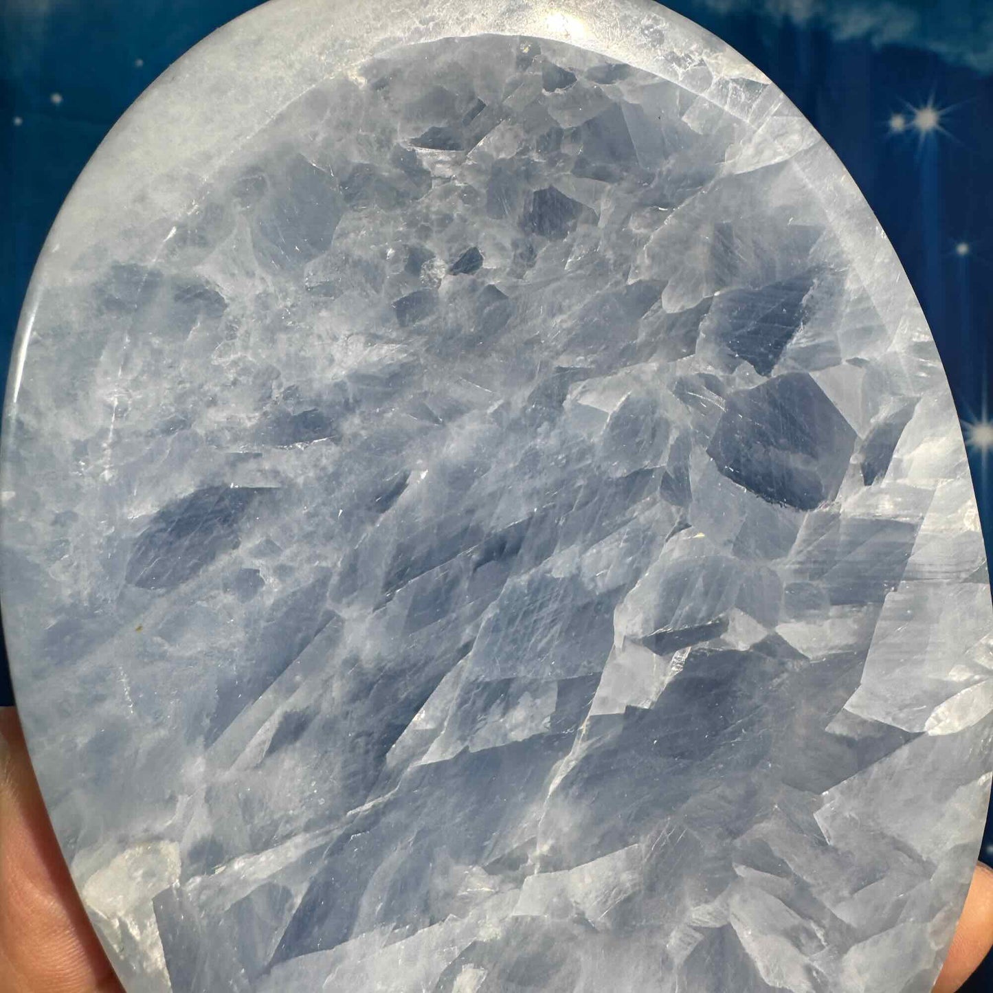 Blue calcite bowl - 6 1/8" × 4 5/8" × 1 1/4" - 1 lb 2.1 oz