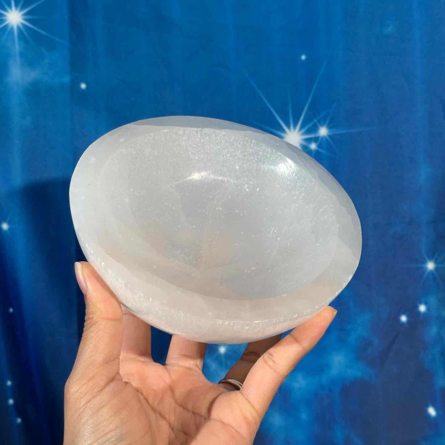 Satin spar bowl - 5 1/2" × 4 1/2" × 1 1/4" - 1 lb 11.2 oz