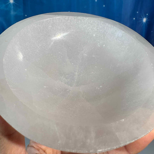 Satin spar bowl - 5 1/2" × 4 1/2" × 1 1/4" - 1 lb 11.2 oz