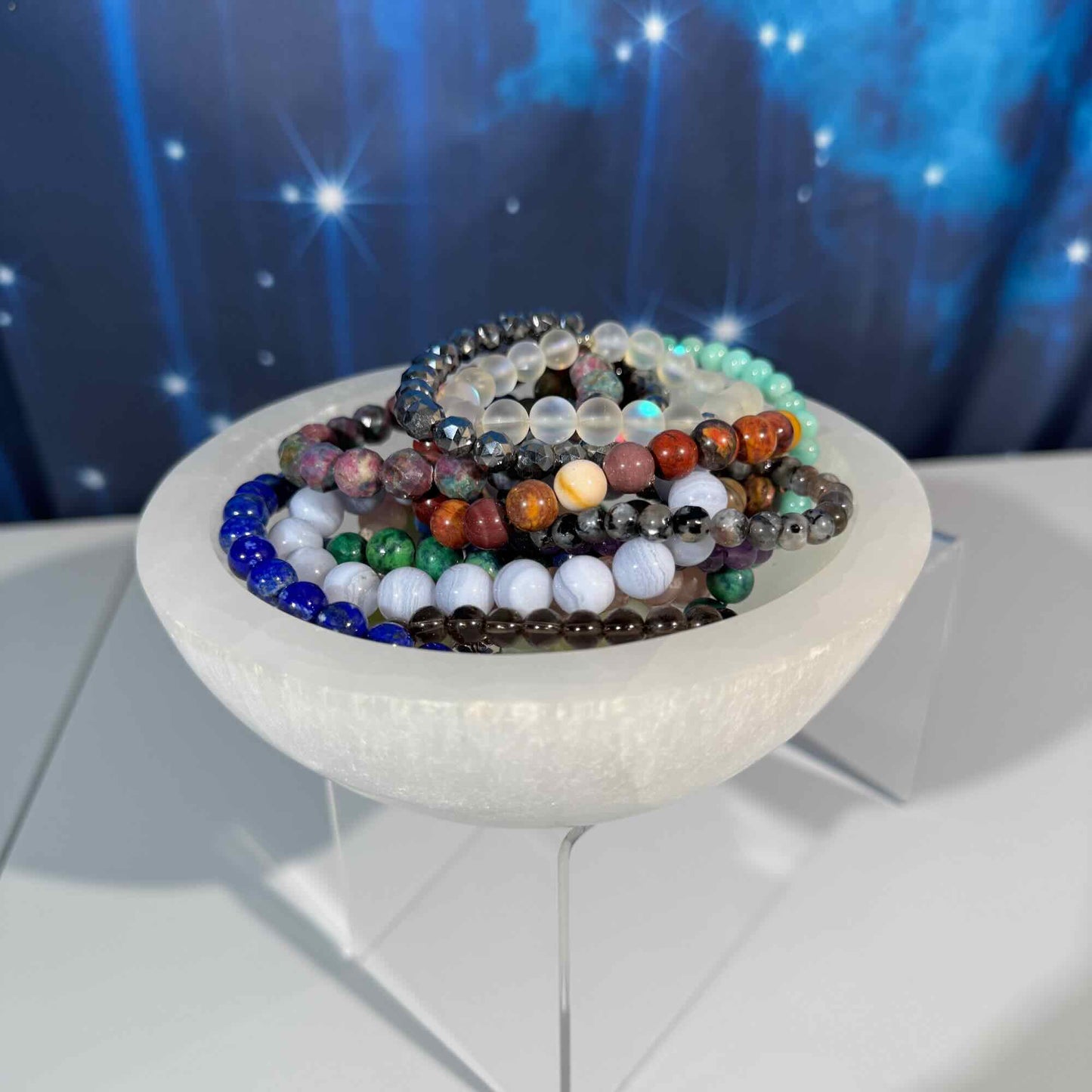 Satin spar bowl - 5 1/2" × 4 1/2" × 1 1/4" - 1 lb 11.2 oz