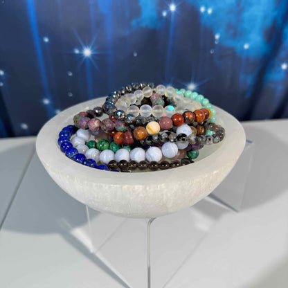 Satin spar bowl - 5 1/2" × 4 1/2" × 1 1/4" - 1 lb 11.2 oz