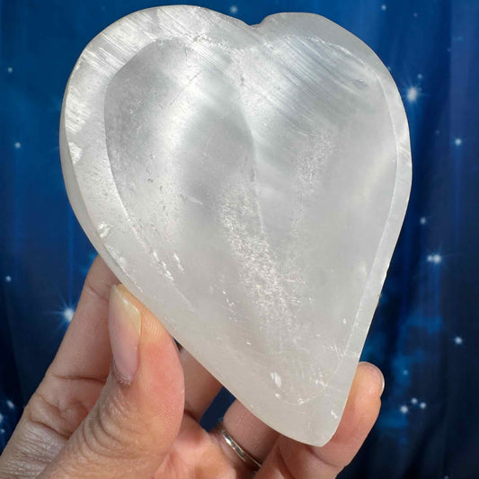 Satin spar trinket dish - 3 1/2" × 3 1/8" × 1 1/4" × 1/4" - 9.9 oz