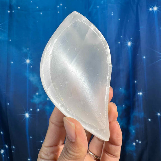 Satin spar trinket dish - 4 3/8" × 2 5/8" × 1 1/8" × 3/8" - 7.8 oz