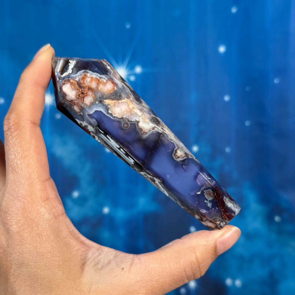 Flower Agate Wand with Stand – Heated • 0.227 kg