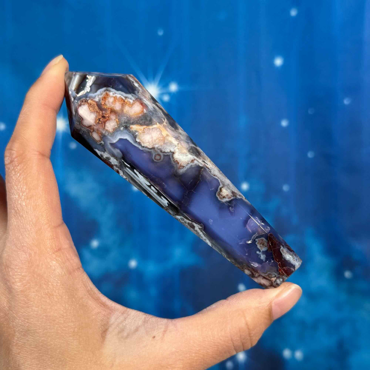 Flower Agate Wand with Stand – Heated • 0.227 kg