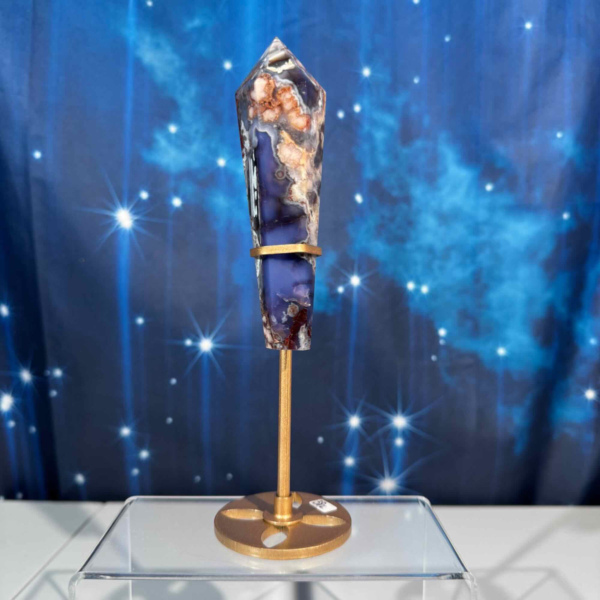 Flower Agate Wand with Stand – Heated • 0.227 kg