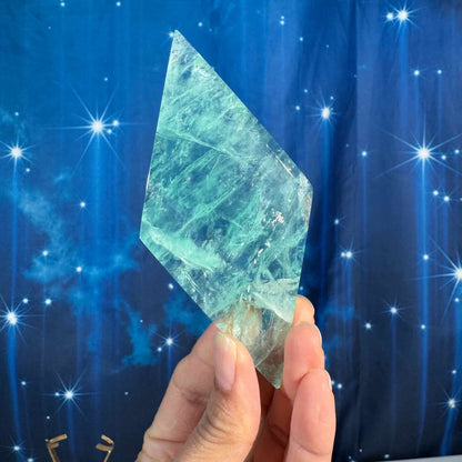 Green Fluorite Rhombus with Stand – 0.215 kg