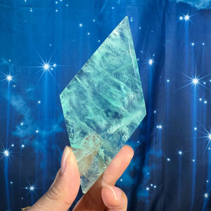 Green Fluorite Rhombus with Stand – 0.215 kg