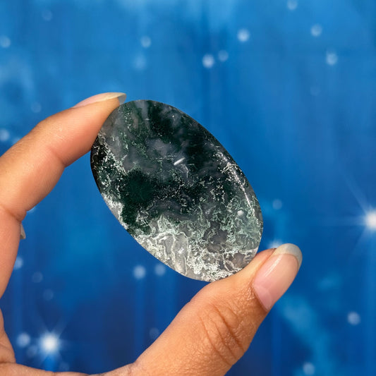 Moss Agate Flat Palmstone – 0.022 kg