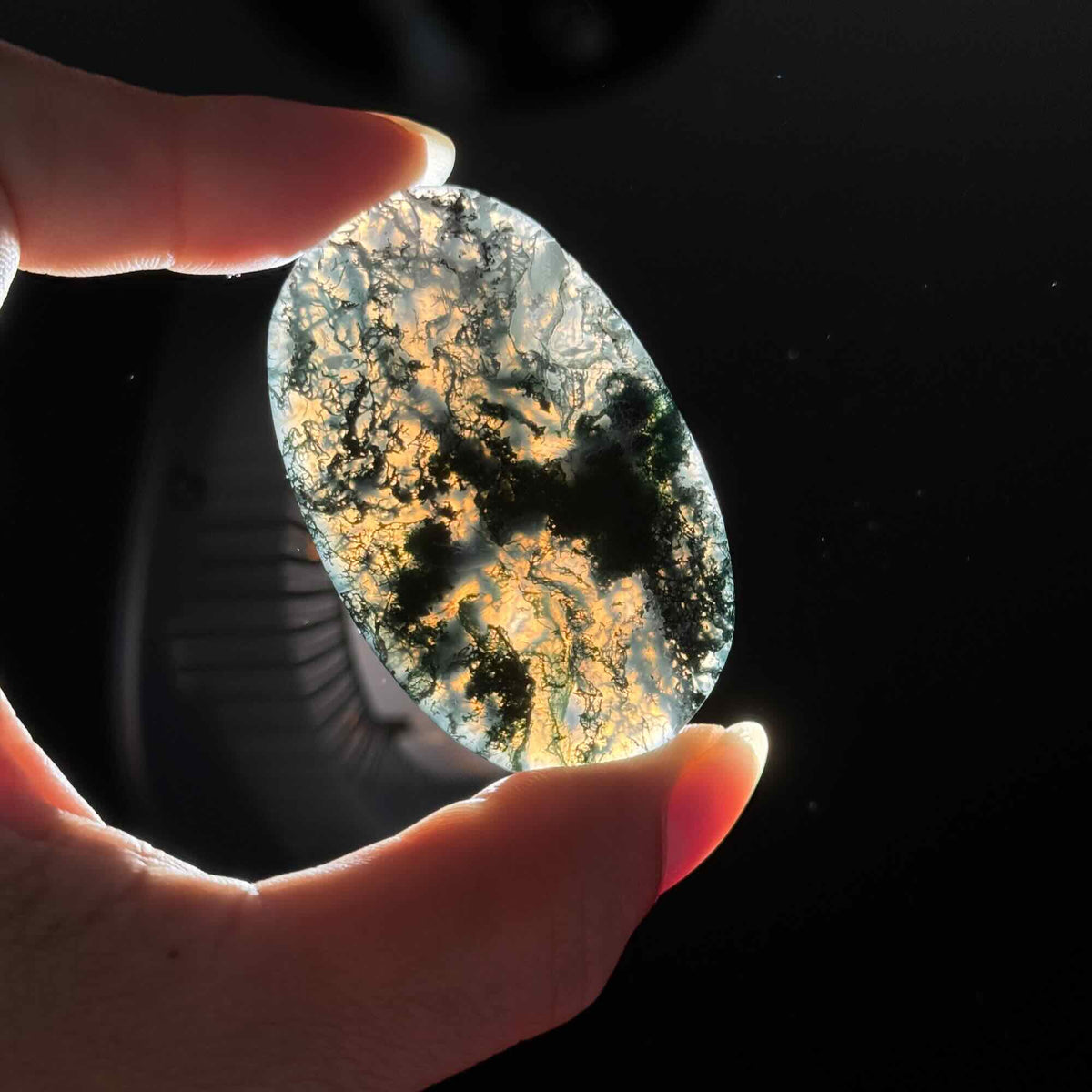 Moss Agate Flat Palmstone – 0.022 kg