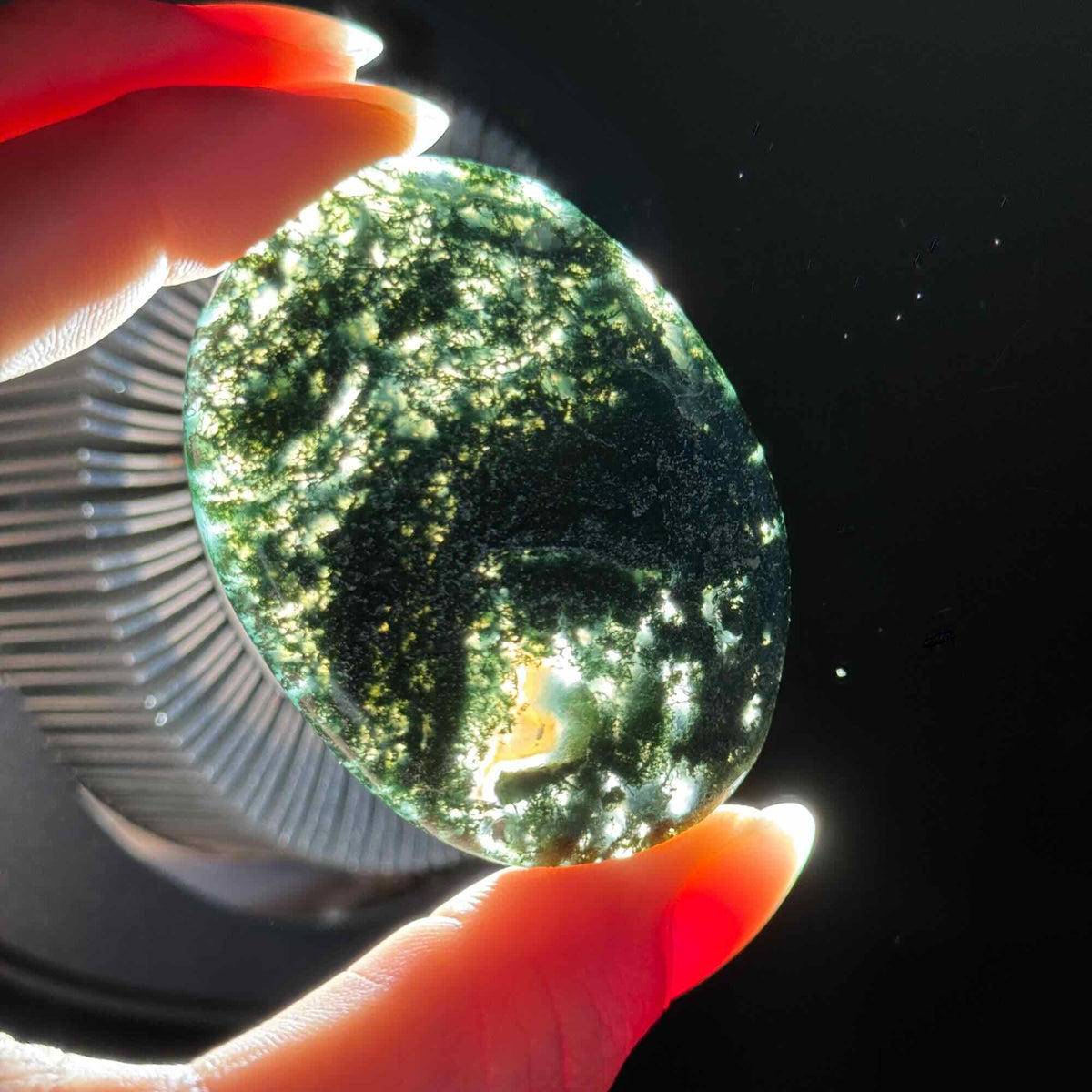 Moss Agate Flat Palmstone – 0.032 kg