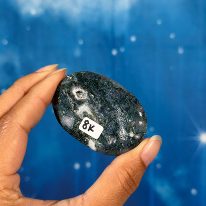 Moss Agate Flat Palmstone – 0.042 kg