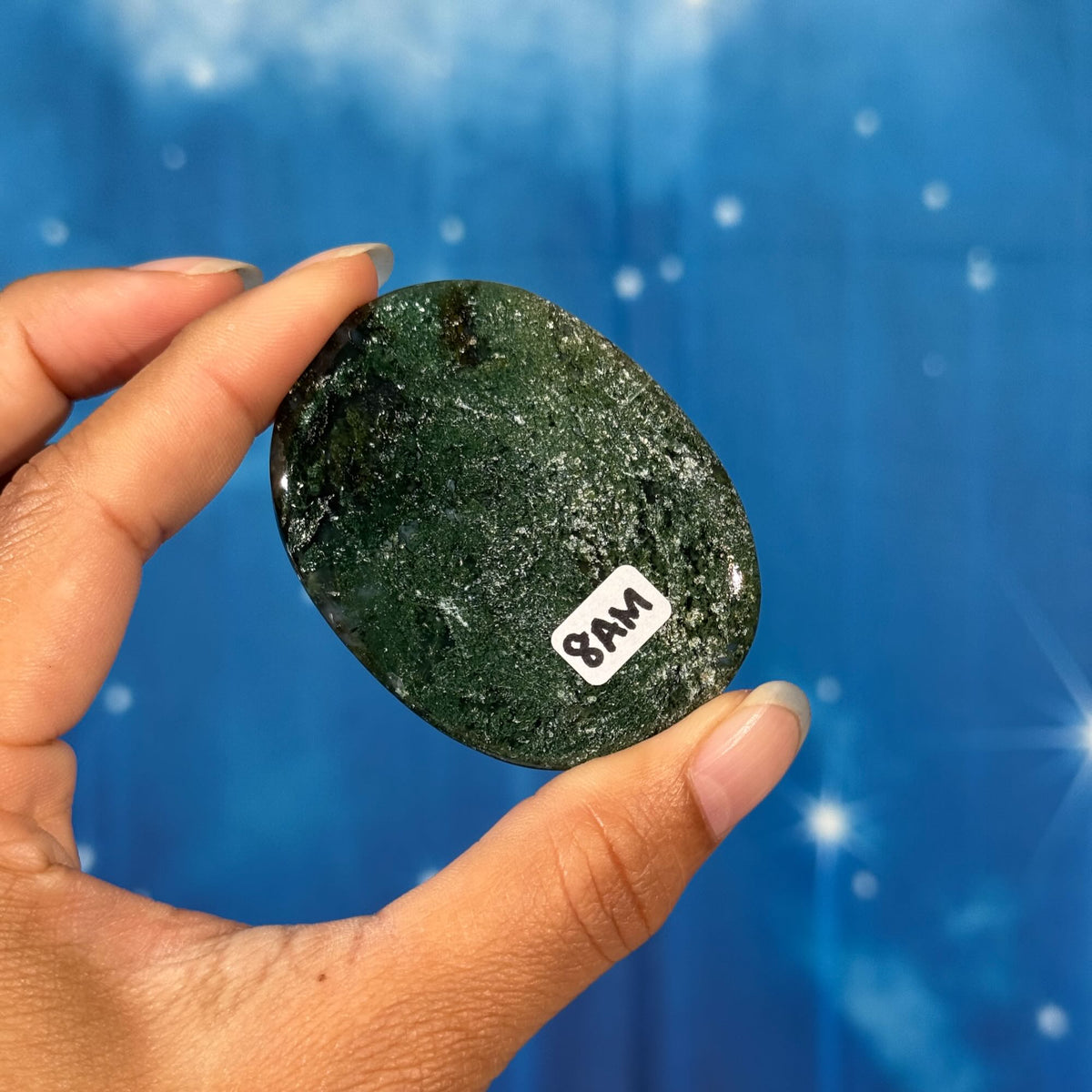 Moss Agate Flat Palmstone – 0.042 kg