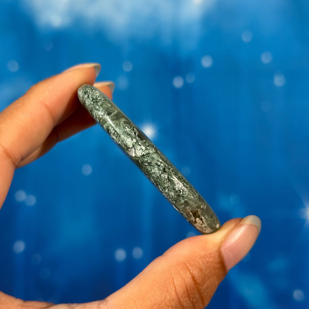 Moss Agate Flat Palmstone – 0.045 kg