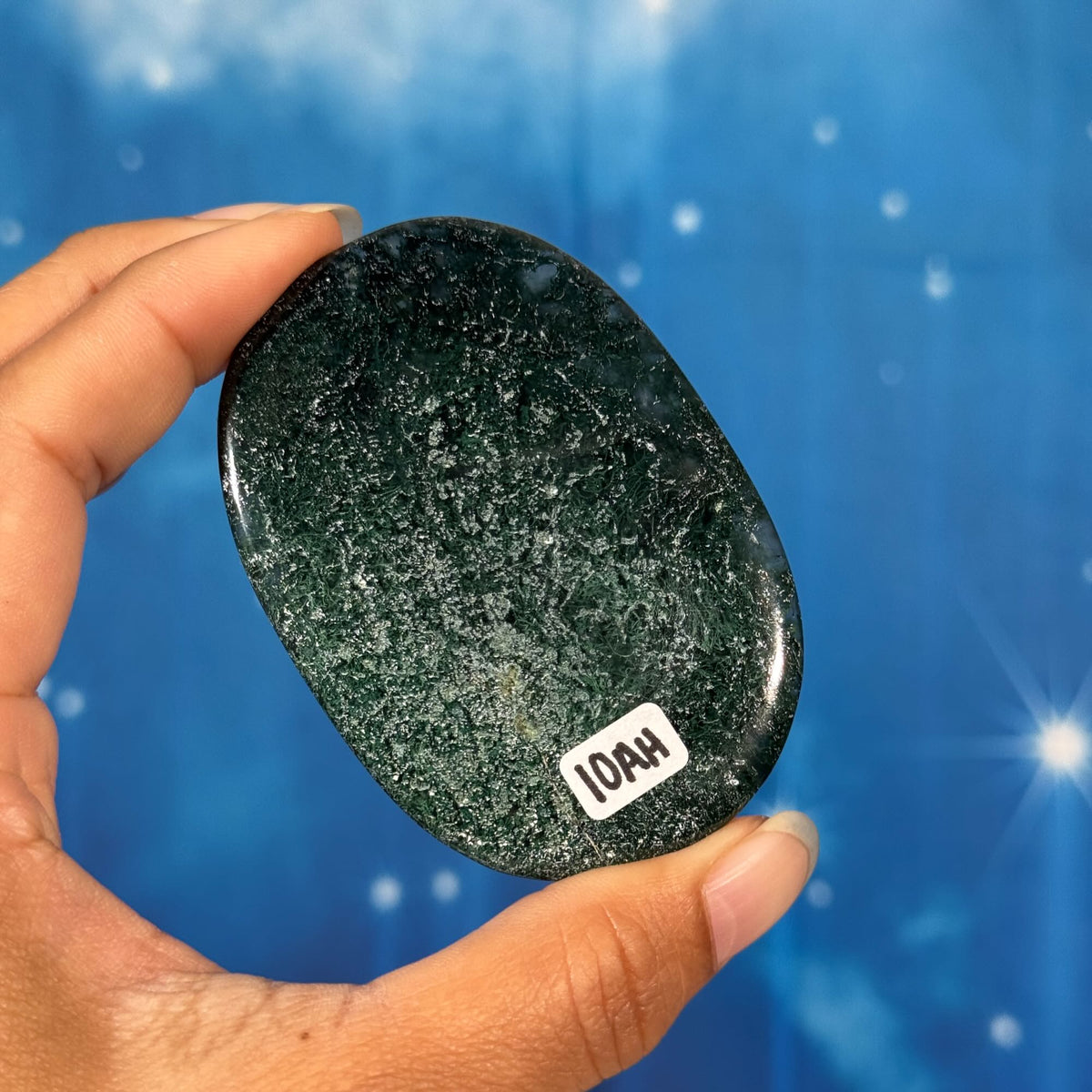 Moss Agate Flat Palmstone – 0.054 kg