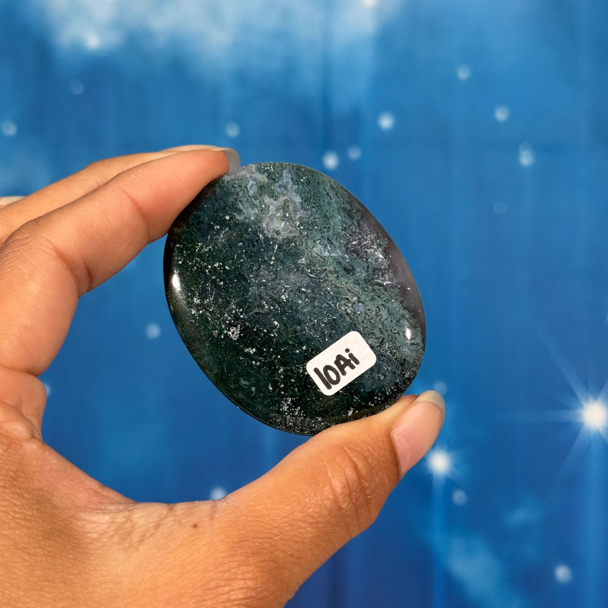 Moss Agate Flat Palmstone – 0.048 kg