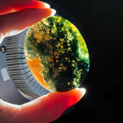 Moss Agate Flat Palmstone – 0.048 kg